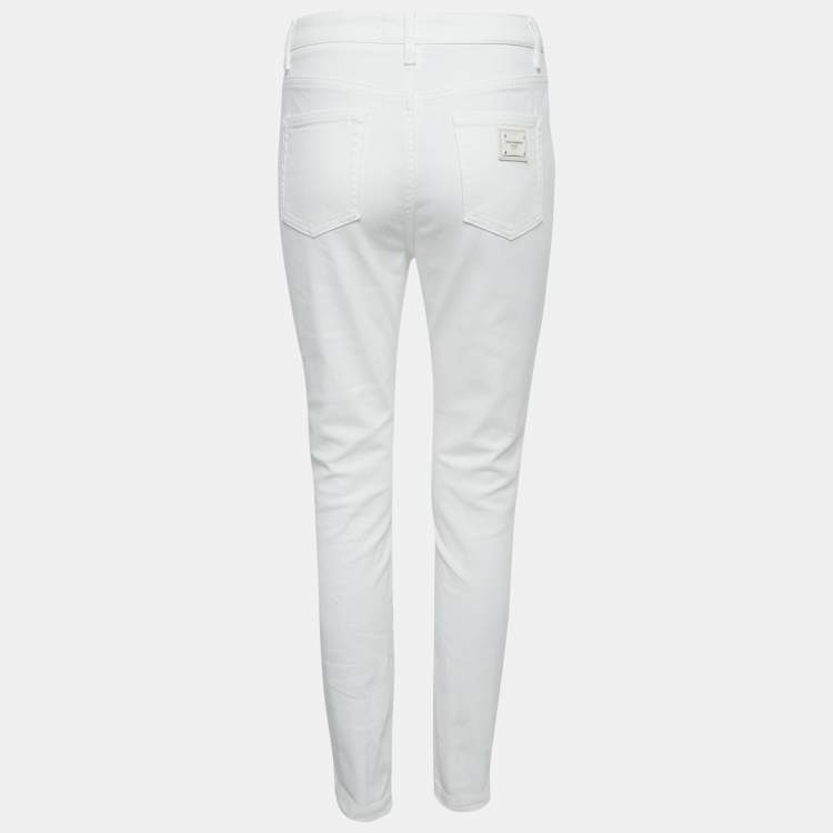Pre Owned Dolce & Gabbana White Denim Audrey Jeans M Waist 28" 