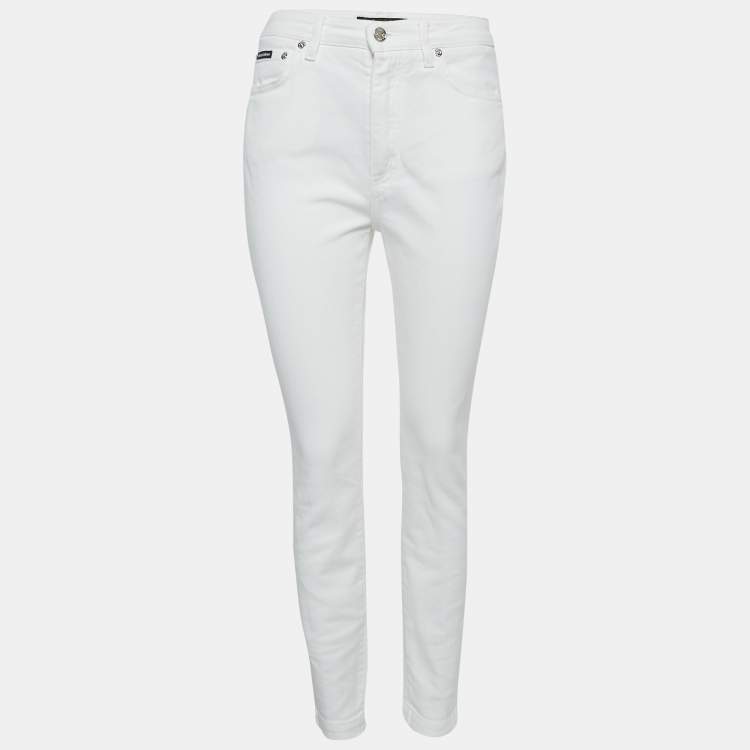 Pre Owned Dolce & Gabbana White Denim Audrey Jeans M Waist 28" 