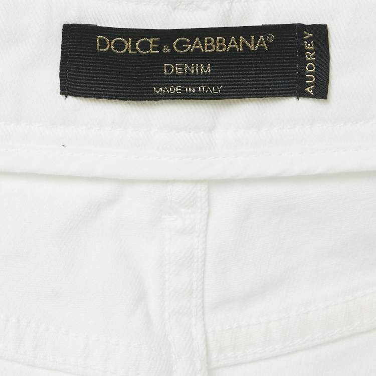 Pre Owned Dolce & Gabbana White Denim Audrey Jeans M Waist 28" 