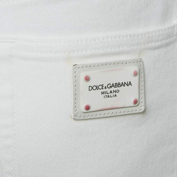 Pre Owned Dolce & Gabbana White Denim Audrey Jeans M Waist 28" 
