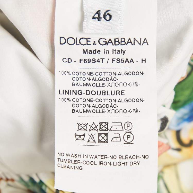 Pre Owned Dolce & Gabbana Blue/Yellow Majolica Print Poplin Tiered Midi Dress L