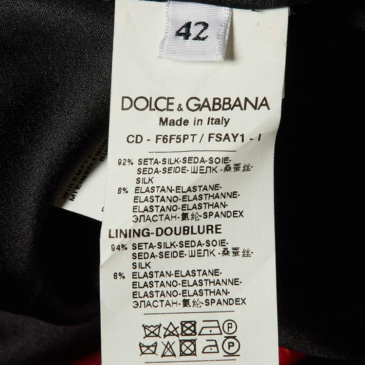 Pre Owned Dolce & Gabbana Black Rose Print Silk Sheath Dress M