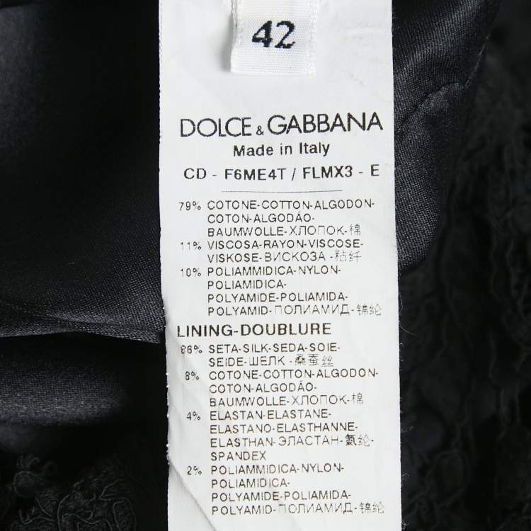 Pre Owned Dolce & Gabbana Black Lace Cape Detail Midi Dress M