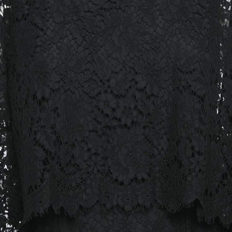 Pre Owned Dolce & Gabbana Black Lace Cape Detail Midi Dress M