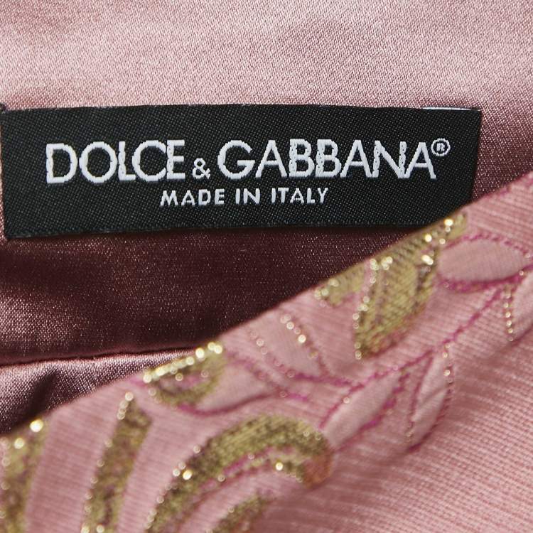 Pre Owned Dolce & Gabbana Pink Floral Brocade Mini Skirt S