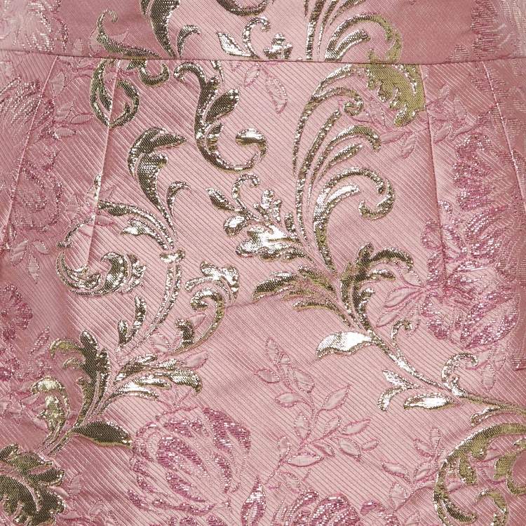 Pre Owned Dolce & Gabbana Pink Floral Brocade Mini Skirt S