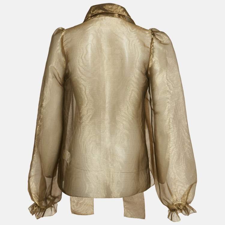 Pre Owned Dolce & Gabbana Metallic Organza Sheer Blouse S