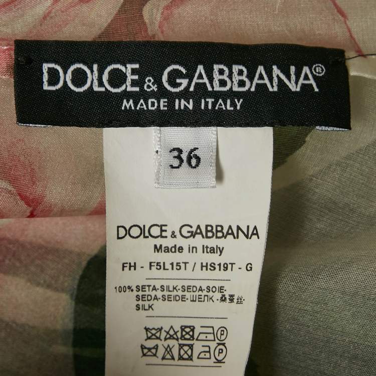 Pre Owned Dolce & Gabbana Multicolor Rose Print Sheer Silk Button Front Blouse XS