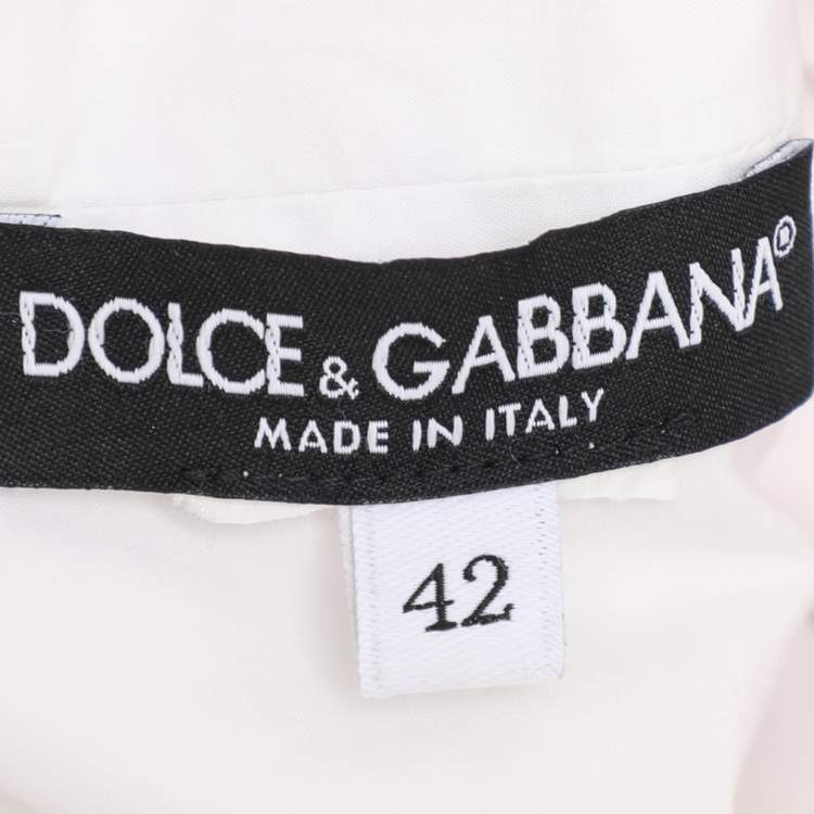 Pre Owned Dolce & Gabbana White Floral Embroidered Midi Dress M