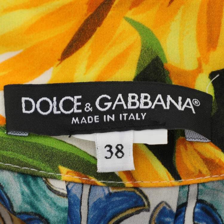 Pre Owned Dolce & Gabbana Multicolor Patchwork Printed Silk Pleated Midi Skirt S
