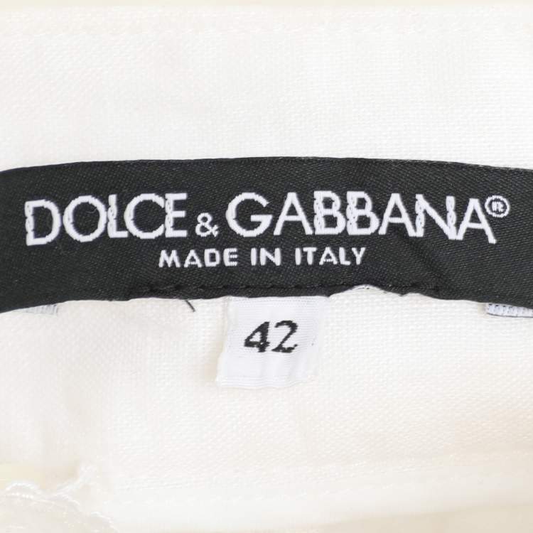 Pre Owned Dolce & Gabbana White Embroidered Cotton Maxi Skirt M 