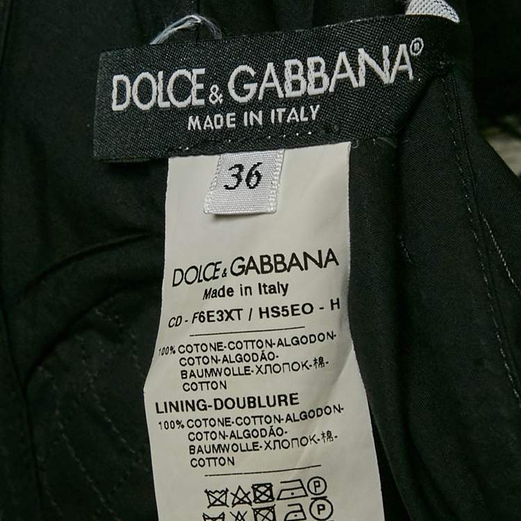 Pre Owned Dolce & Gabbana Black Floral Print Poplin Lace-Up Corset Midi Dress XS