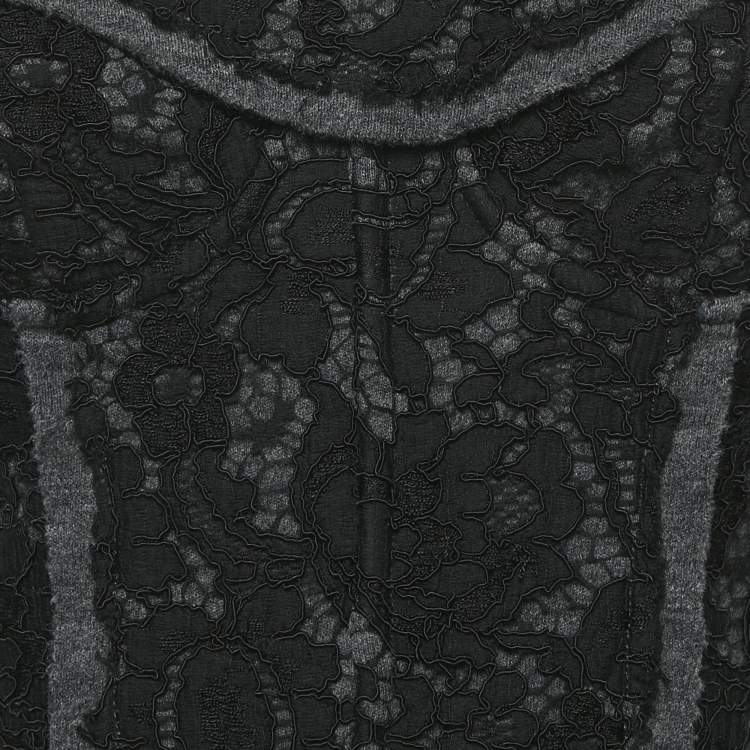 Pre Owned Dolce & Gabbana Black Lace and Jersey Bustier Top M