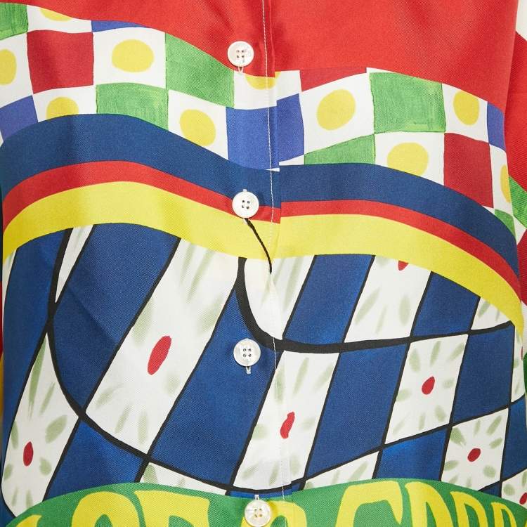 Pre Owned Dolce & Gabbana Multicolor Carretto Print Silk Oversized Shirt M