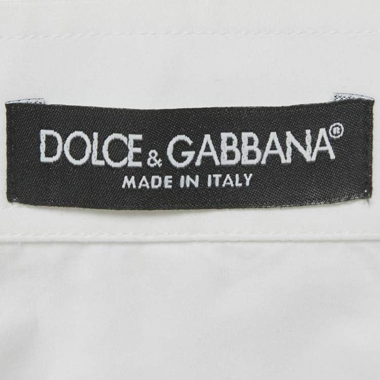 Pre Owned Dolce & Gabbana White Cotton Sequin Detail  Full Sleeve Shirt M