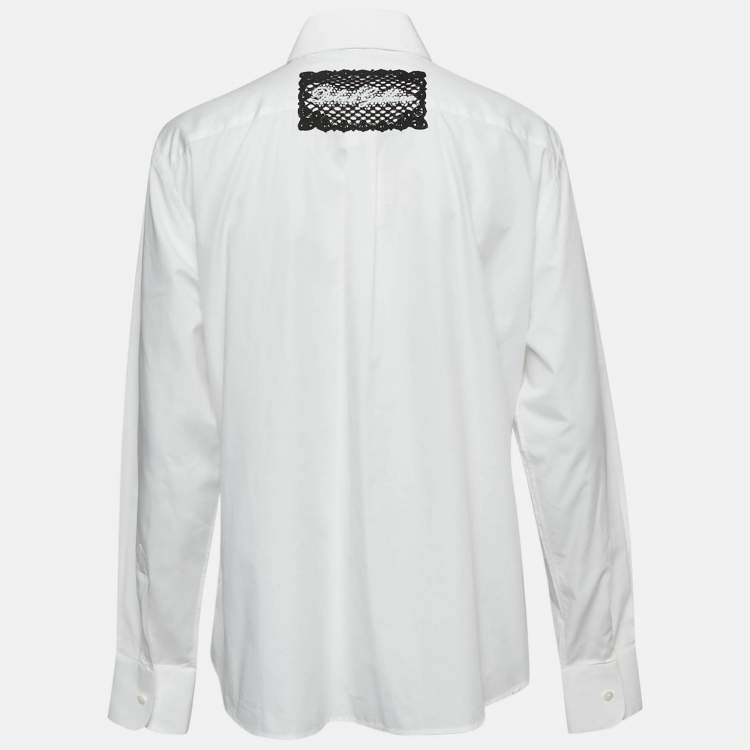Pre Owned Dolce & Gabbana White Cotton Sequin Detail  Full Sleeve Shirt M