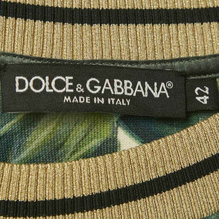 Pre Owned Dolce & Gabbana Green Hortensia Print Cotton Knit Jumper M
