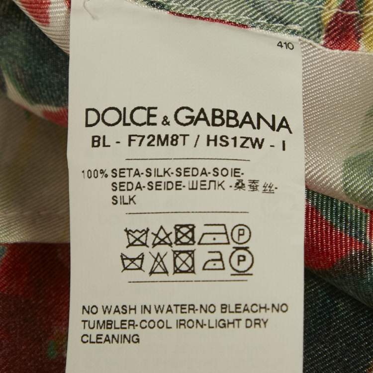 Pre Owned Dolce & Gabbana Red Floral Print Silk Blouse L 