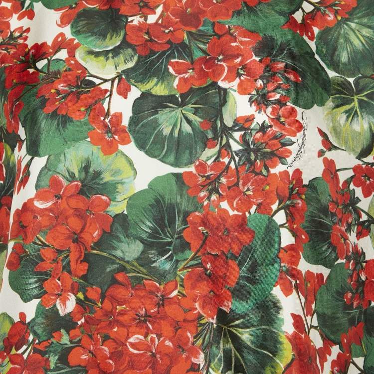 Pre Owned Dolce & Gabbana Red Floral Print Silk Blouse L 