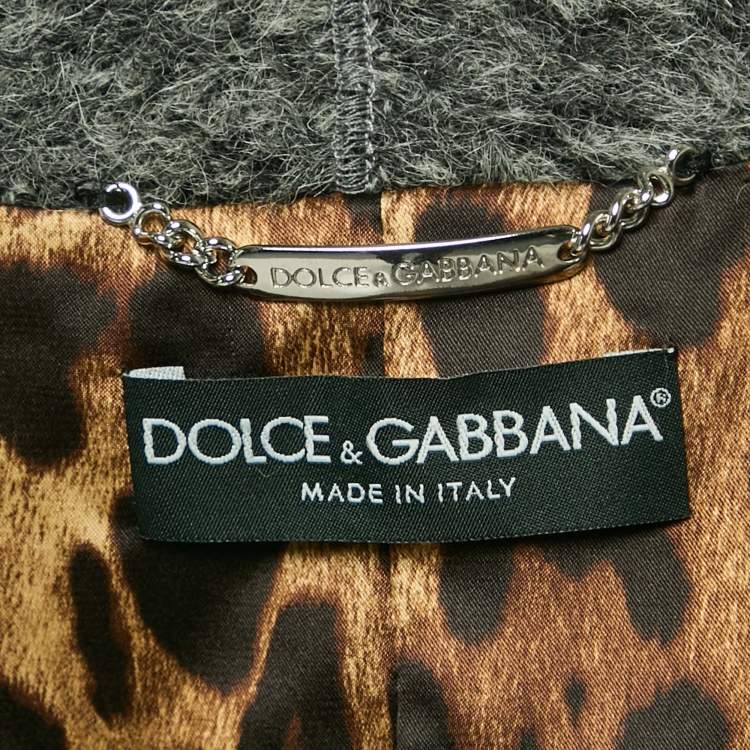Pre Owned Dolce & Gabbana Grey Wool Open Drape Collar Jacket S