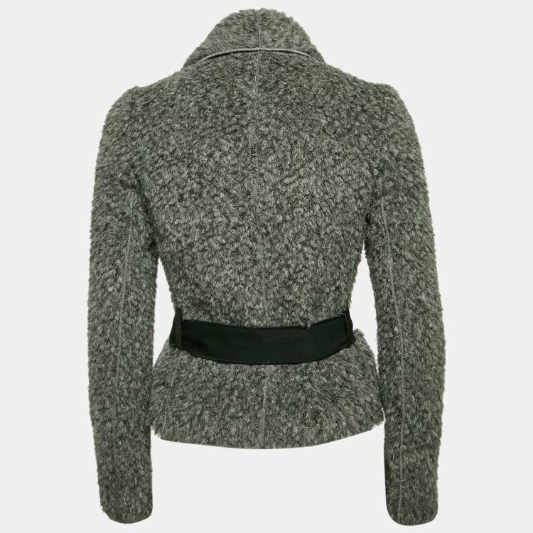 Pre Owned Dolce & Gabbana Grey Wool Open Drape Collar Jacket S