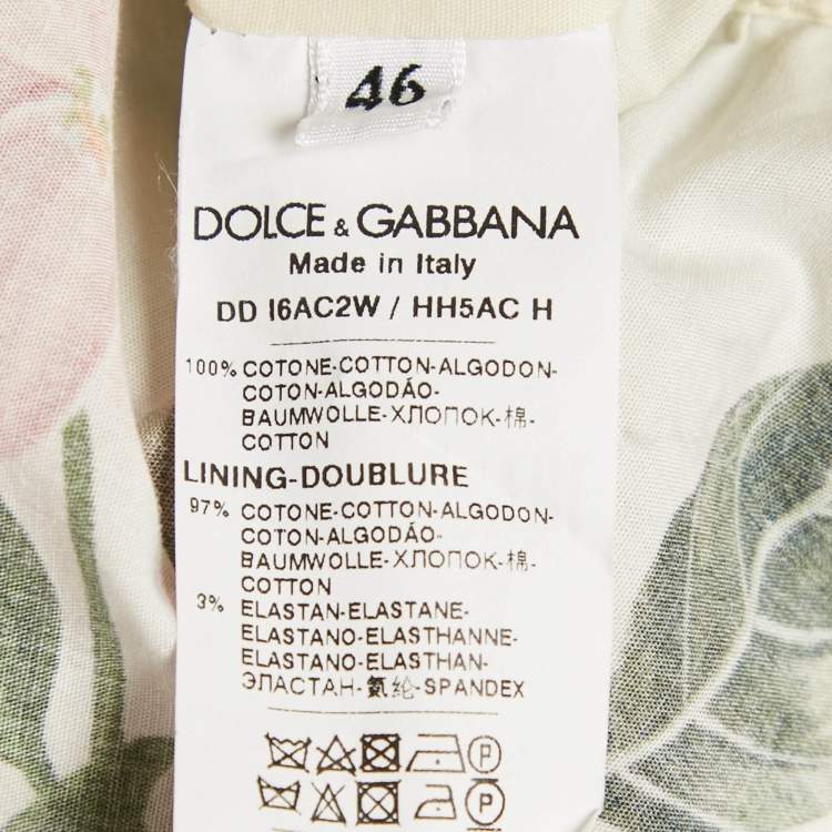 Pre Owned Dolce & Gabbana Light Green Floral Print Cotton Midi Dress L