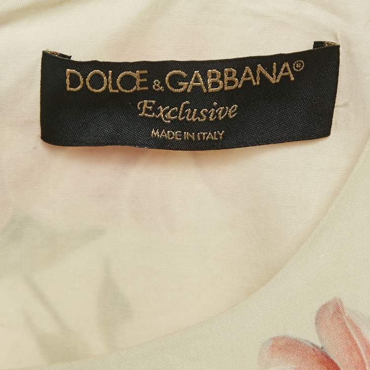 Pre Owned Dolce & Gabbana Light Green Floral Print Cotton Midi Dress L
