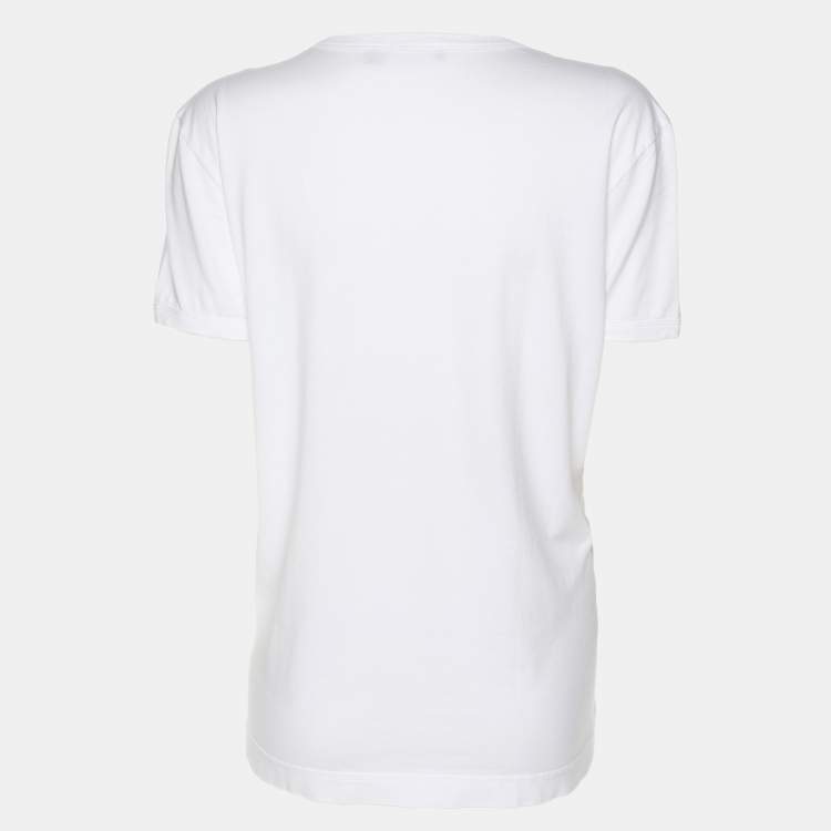 Pre Owned Dolce & Gabbana White Cotton Logo Print T-Shirt S