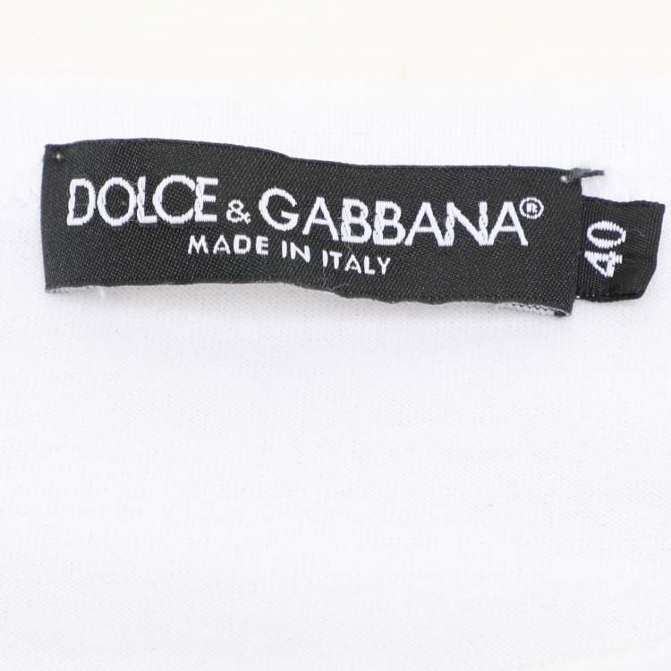 Pre Owned Dolce & Gabbana White Cotton Logo Print T-Shirt S