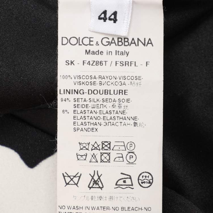 Pre Owned Dolce & Gabbana Black Floral Print Crepe A-Line Skirt M