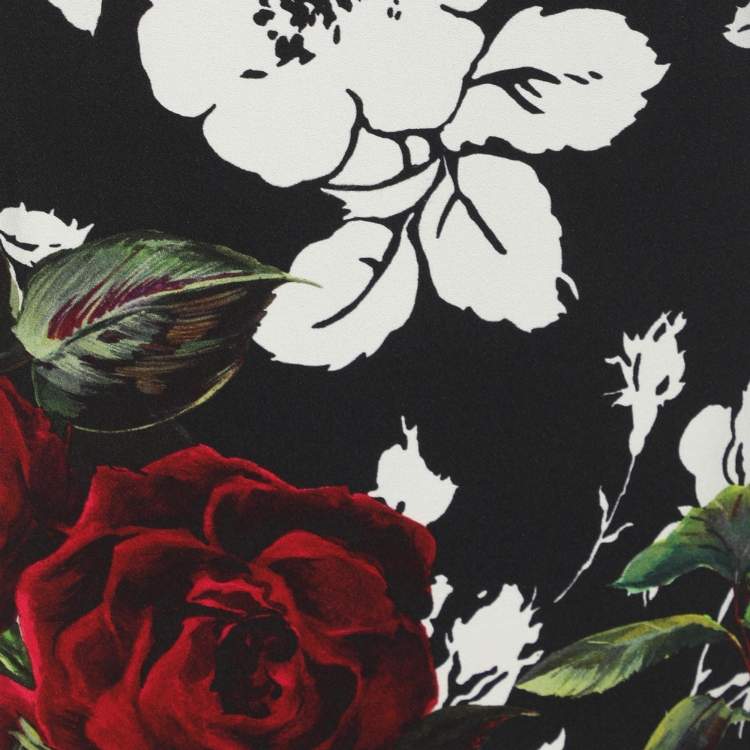 Pre Owned Dolce & Gabbana Black Floral Print Crepe A-Line Skirt M