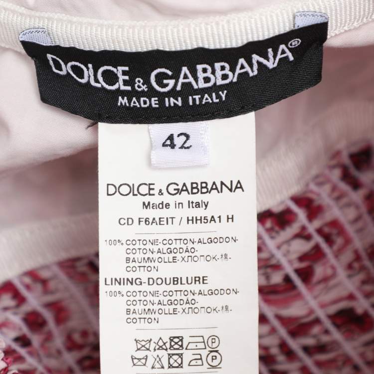 Pre Owned Dolce & Gabbana Pink Majolica Print Cotton Midi Dress M