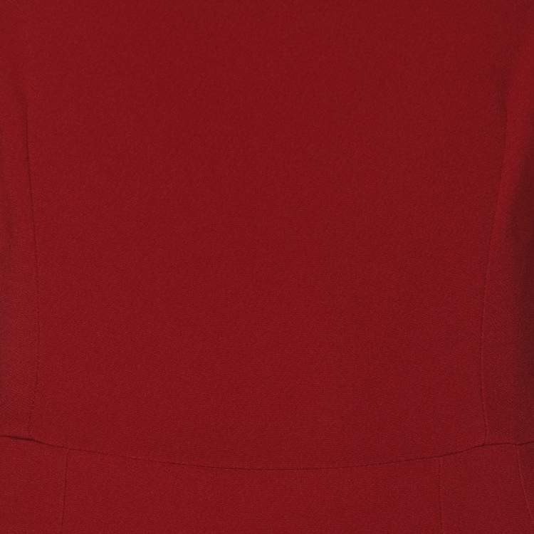 Pre Owned Dolce & Gabbana Red Stretch Crepe Scoop Neck Candy Midi Dress M