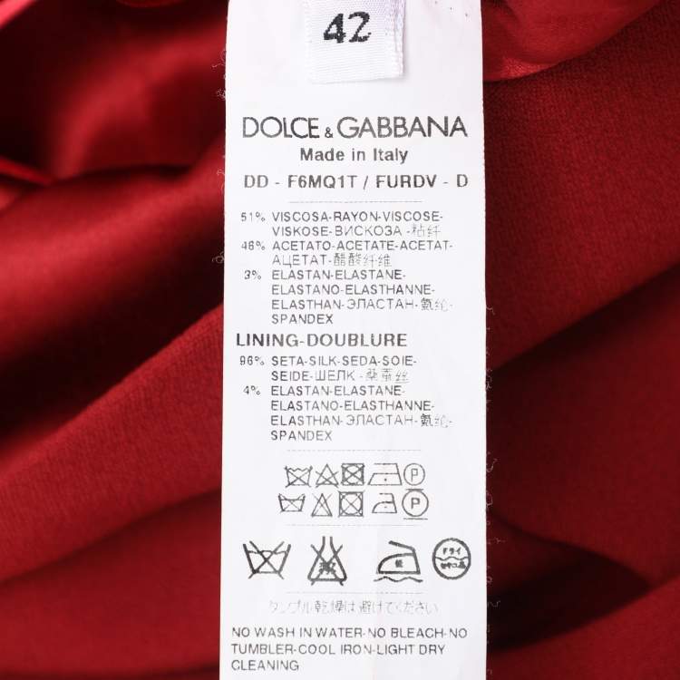 Pre Owned Dolce & Gabbana Red Stretch Crepe Scoop Neck Candy Midi Dress M