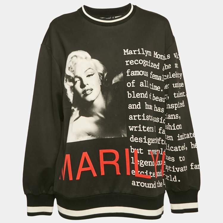 Pre Owned Dolce & Gabbana Black Marilyn Monroe Print Cotton Oversized Sweatshirt S