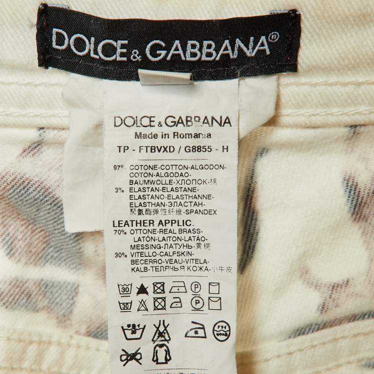 Pre Owned Dolce & Gabbana Brown Animal Print Denim Pop Fit Jeans M/Waist 32"