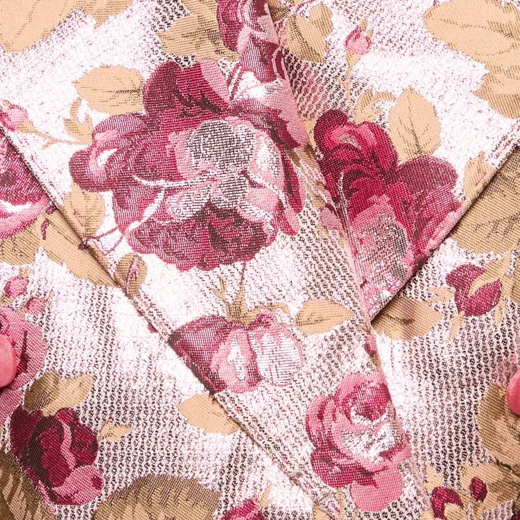 Pre Owned Dolce & Gabbana Pink Floral Lurex Jacquard Crop Jacket M