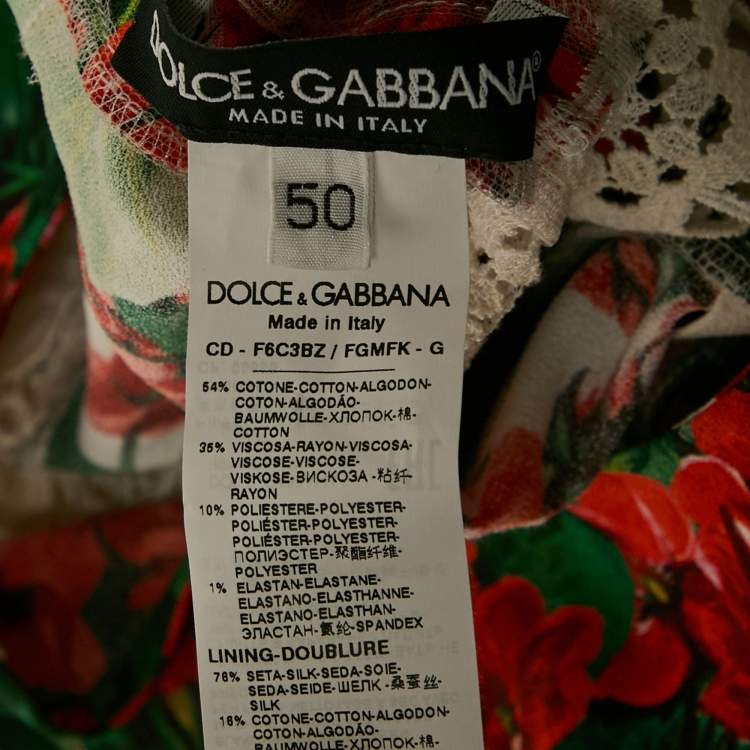 Pre Owned Dolce & Gabbana Multicolor Floral Print Crepe Lace Panel Detail Midi Dress XL