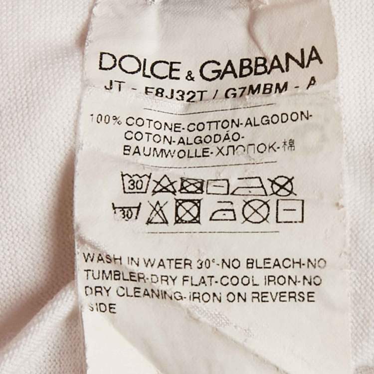 Pre Owned Dolce & Gabbana White Logo Print Cotton Crew Neck T-Shirt S