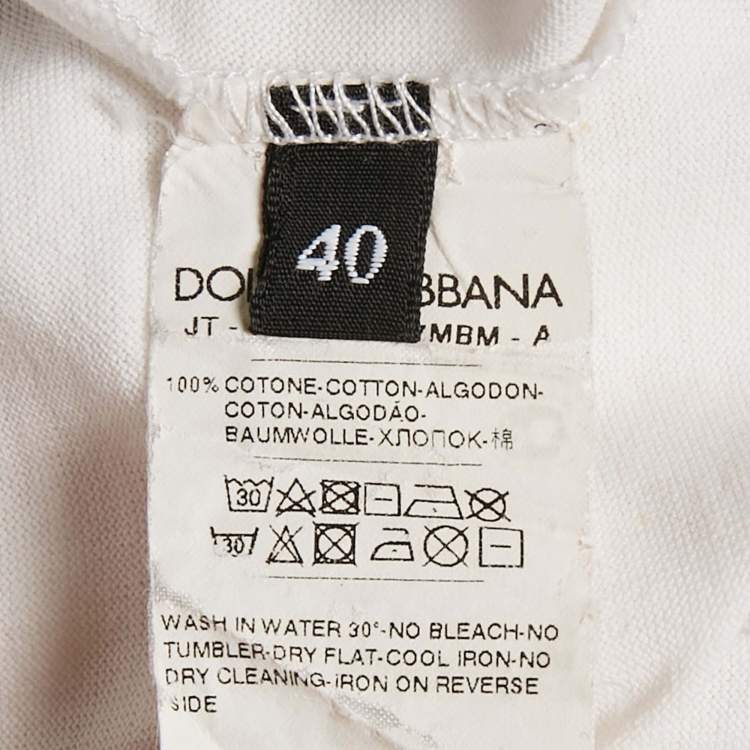 Pre Owned Dolce & Gabbana White Logo Print Cotton Crew Neck T-Shirt S