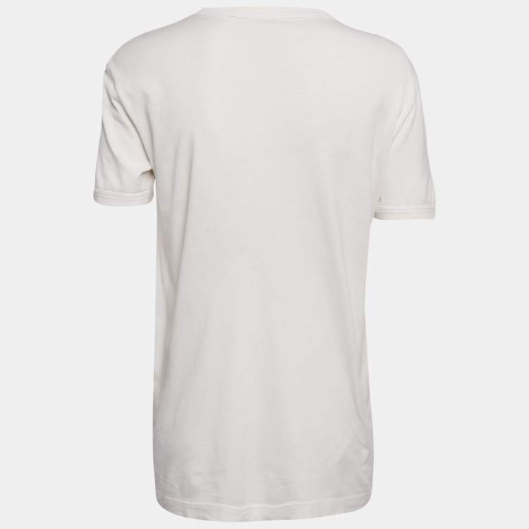 Pre Owned Dolce & Gabbana White Logo Print Cotton Crew Neck T-Shirt S