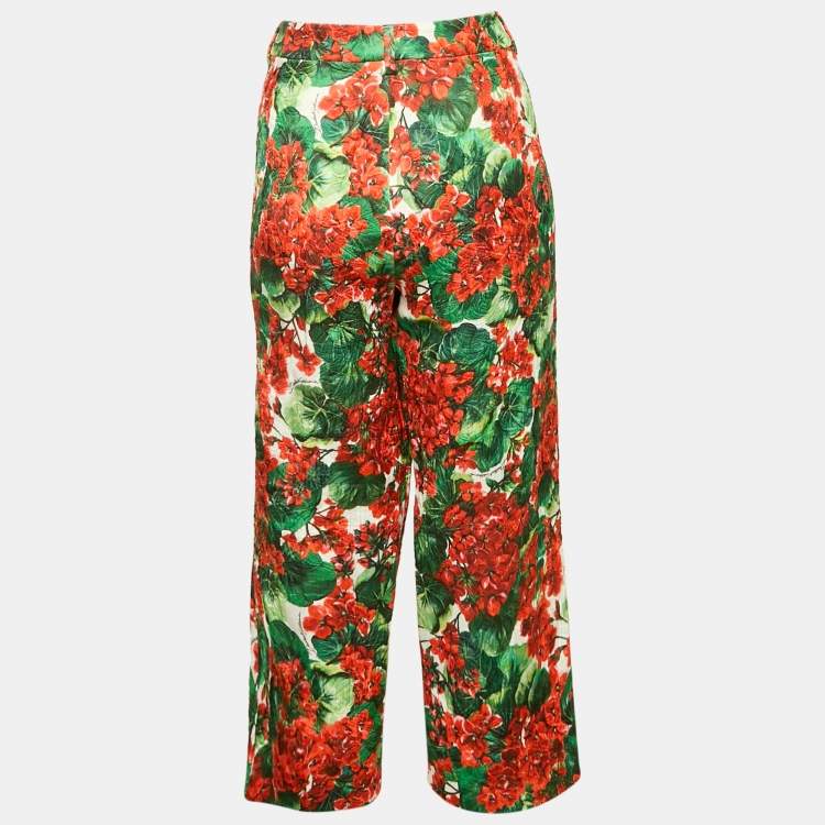 Pre Owned Dolce & Gabbana Cotton Blend Multicolor Floral Print Capri Pants XL