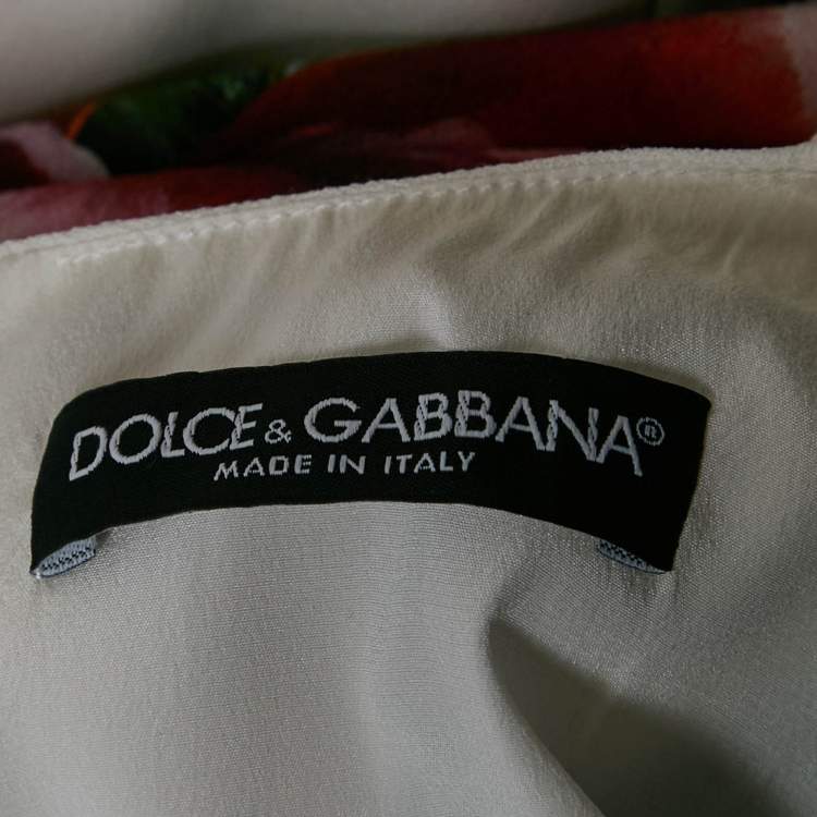Pre Owned Dolce & Gabbana White Floral Print Crepe Brooch Detail Midi Dress XL