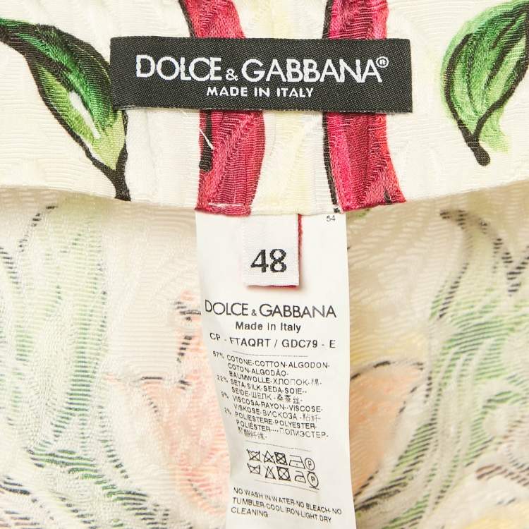 Pre Owned Dolce & Gabbana Multicolor Printed Lace Jacquard Trousers XL 