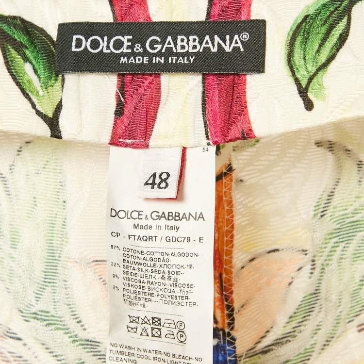 Pre Owned Dolce & Gabbana Multicolor Printed Lace Jacquard Trousers XL 