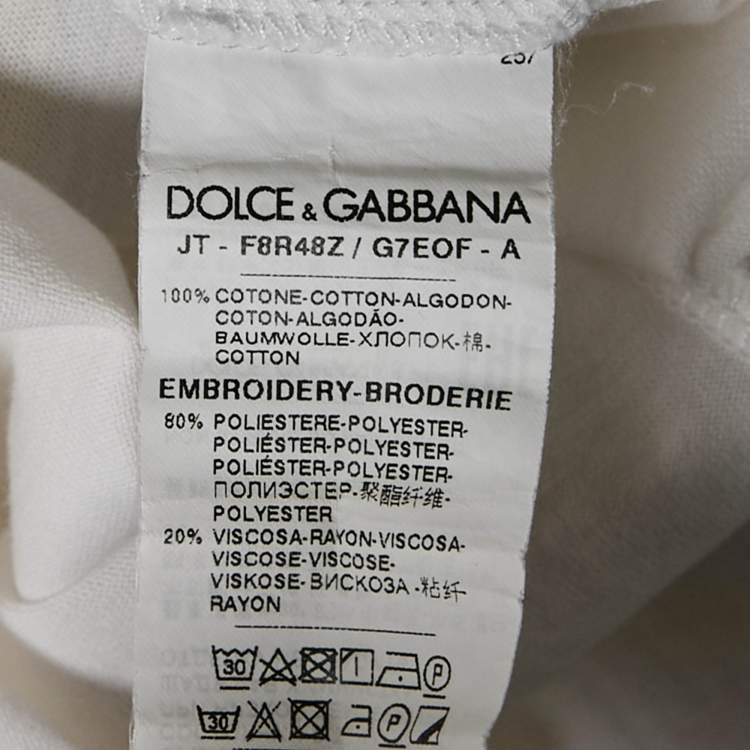 Pre Owned Dolce & Gabbana White Logo Embroidered Jersey Crop T-Shirt S