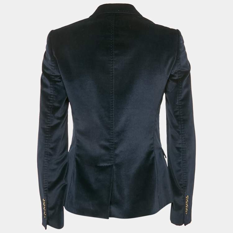 Pre Owned Dolce & Gabbana Blue Velvet Tailored Blazer S