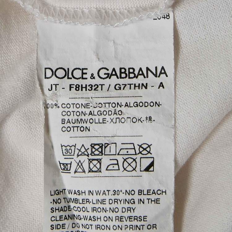 Pre Owned Dolce & Gabbana White Floral Print Cotton Crew Neck T-Shirt M