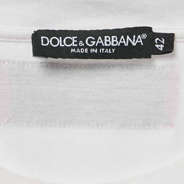 Pre Owned Dolce & Gabbana White Floral Print Cotton Crew Neck T-Shirt M
