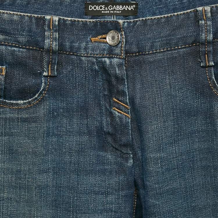 Pre Owned Dolce & Gabbana Blue Faded Denim Straight Leg  Jeans S Waist 26"